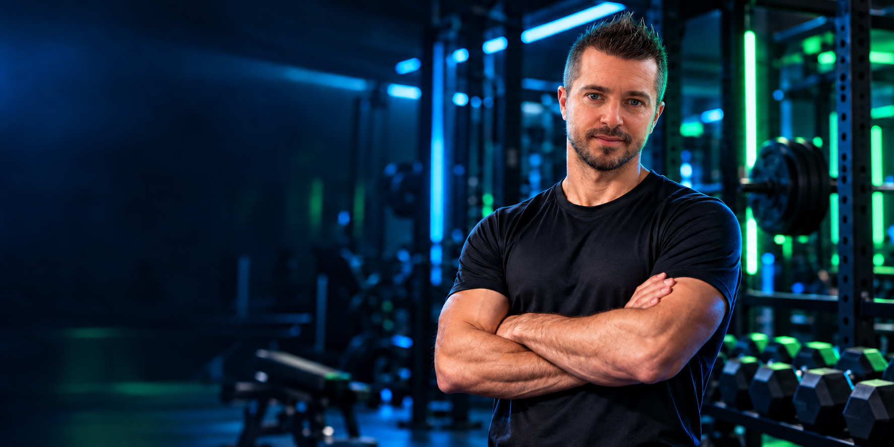 Coach sportif dans une salle moderne